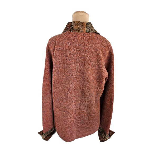 Susan Bristol Unique Orange Art To Wear Cardigan Button Closure Sz L - Picture 4 of 11